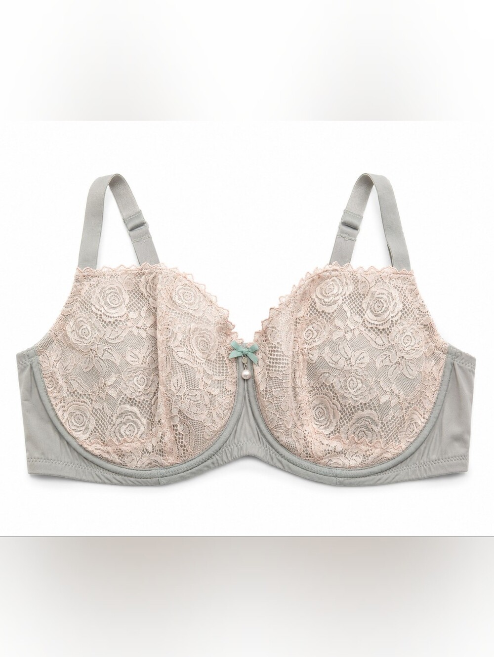 Lace Underwire Bra in Blush Pink and Gray